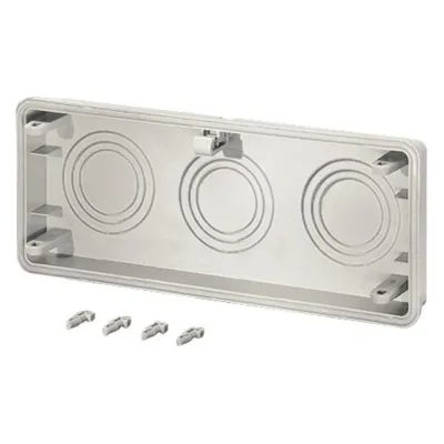 Hensel Anbauflansch Mi FM 60 | 3x M40/50/63 | Vorprägungen | Kunststoff | 300x100 mm | RAL 7032 | Wandmontage