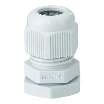 HENSEL Anbau-Kabelstutzen AKM 16 | Kabelverschraubung M16 x 1,5 | IP67 | Zugentlastung | Polyamid | lichtgrau RAL 7035