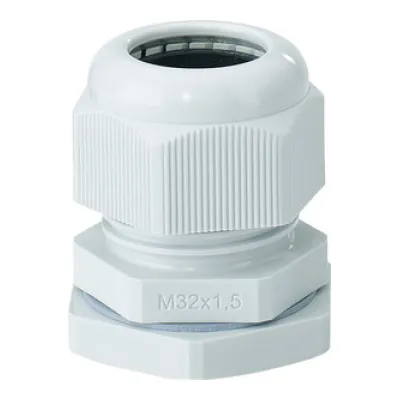Hensel Anbau-Kabelstutzen AKM 32 | M32 Kabelverschraubung | IP67 | Polyamid | 15-21mm | Zugentlastung | lichtgrau