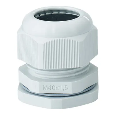 HENSEL Anbau-Kabelstutzen AKM 40 | Kabelverschraubung M40 | IP67 | Polyamid | Zugentlastung | lichtgrau | 19-28 mm