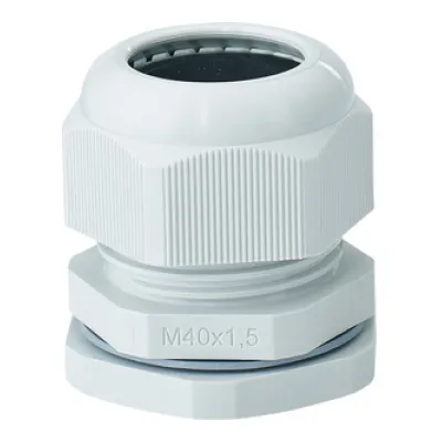 HENSEL Anbau-Kabelstutzen AKM 40 | Kabelverschraubung M40 | IP67 | Polyamid | Zugentlastung | lichtgrau | 19-28 mm