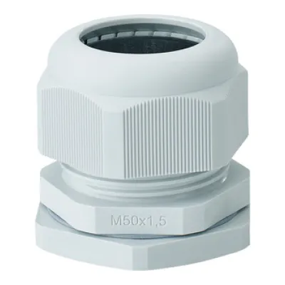 HENSEL Anbau-Kabelstutzen AKM 50 | Kabelverschraubung M50x1,5 | IP65 | Polyamid | Zugentlastung | grau RAL 7035