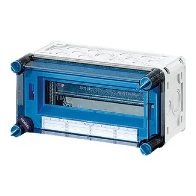 Hensel Automatengehäuse Mi 1115 | 12TE Kleinverteiler Aufputz | IP65 | Polycarbonat | transparent | grau RAL7035