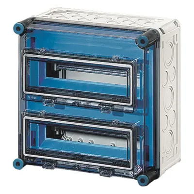 HENSEL Automatengehäuse Mi 1227 | Kleinverteiler Aufputz 2x12TE | IP65 | Kunststoff | transparente Abdeckung | grau
