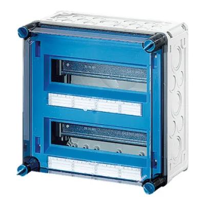 Hensel Automatengehäuse Mi 1224 | 24TE | 2-reihig | IP65 | Polycarbonat | Sichtfenster | 300x300x170mm | grau