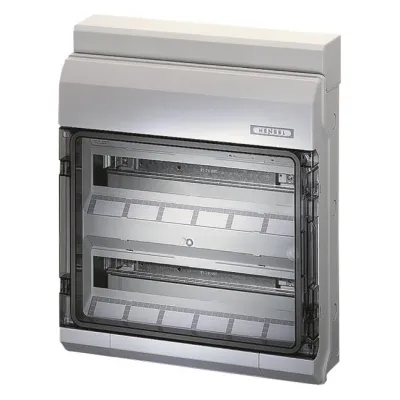 Hensel Kleinverteiler KV 2536 | 36TE (2x18) | Aufputz | IP54 | Kunststoff | transparente Tür | grau | 403x483x129mm