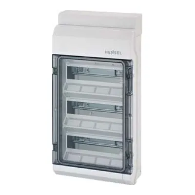 Hensel Automatengehäuse KV 3536 | Kleinverteiler Aufputz 36TE 3-reihig | IP54 | transparent | 583x295x129mm | grau
