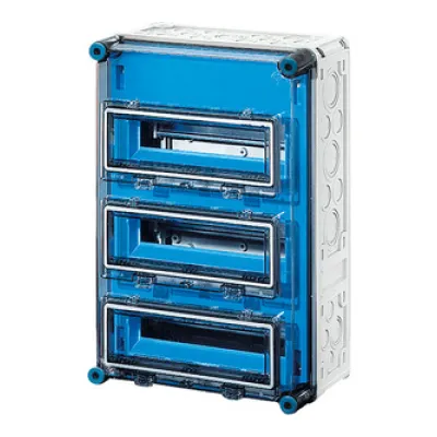 Hensel Automatengehäuse Mi 1333 | 36TE | 3-reihig | IP65 | Polycarbonat | Wandmontage | transparent | grau RAL7032