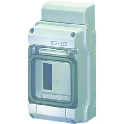 HENSEL Automatengehäuse KV 9103 | 3TE | 1-reihig | IP65 | Aufputz | DIN-Schiene | transparenter Deckel | grau RAL7035