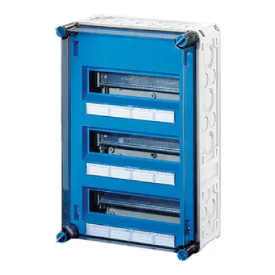 Hensel Automatengehäuse Mi 1336 | 36TE | 3-reihig | Aufputz | IP65 | transparenter Deckel | 450x300x170mm | grau RAL7032