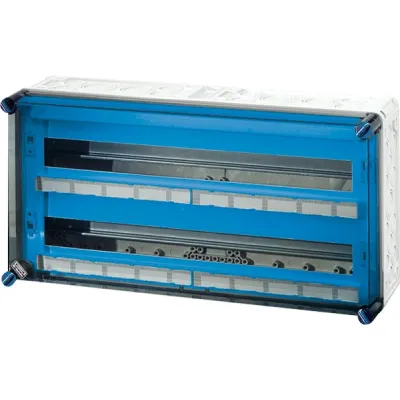 HENSEL Automatengehäuse MI1455 | 56TE | 2-reihig | Aufputz | IP65 | Polycarbonat | grau | transparenter Deckel