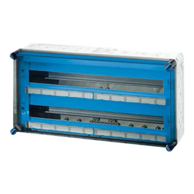 HENSEL Automatengehäuse MI1455 | 56TE | 2-reihig | Aufputz | IP65 | Polycarbonat | grau | transparenter Deckel
