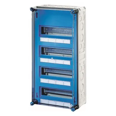 HENSEL Automatengehäuse Mi 1448 | 48 TE | 4-reihig | Aufputz | IP65 | transparenter Deckel | 600x300x170 mm | grau