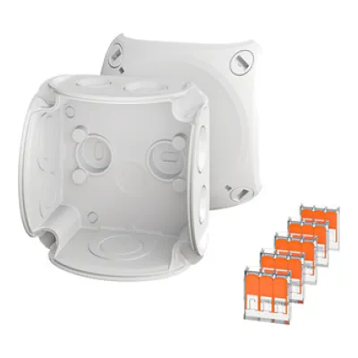 HENSEL Kabelabzweigkasten DK 0102 W | IP66 | 84x84x55 mm | Thermoplast | 2,5 mm² | 8-fach Dichtmembran | grau