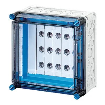 HENSEL Sicherungsgehäuse MI 3230 | 5x63A D02 E18 | IP65 | Schraubsicherung | Kunststoff | transparent | 300x300x182mm