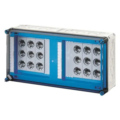 Hensel Sicherungsgehäuse Mi 3463 | 6x3x63A DIII E33 | IP65 | 5-polig | Polycarbonat | transparent | grau