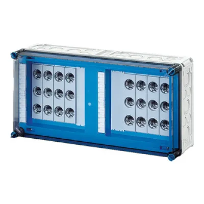 HENSEL Sicherungsgehäuse MI 3425 | 8x3x25A DII E27 | Schraubsicherung | IP65 | 5-polig | 600x300x170 mm | grau