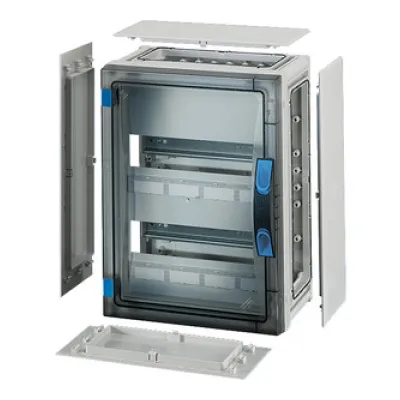 Hensel Automatengehäuse FP 1218 | Kleinverteiler Aufputz 24 TE 2-reihig | IP65 | Polycarbonat | transparent | grau