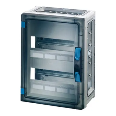 HENSEL Kleinverteiler Aufputz FP 1249 | Automatengehäuse 2-reihig 24TE | IP65 | Kunststoff | transparent | grau RAL7035