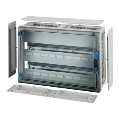 HENSEL ENYSTAR Automatengehäuse FP 1408 | Kleinverteiler Aufputz 2x27TE | IP65 | transparent | Kunststoff | grau RAL7035