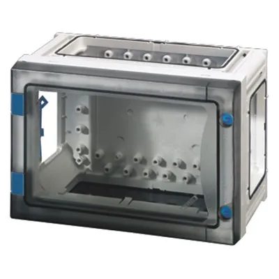 Hensel Leergehäuse FP 0100 | IP65 Kunststoff | B270xH180xT163mm | transparente Tür | Schutzklasse II | RAL 7035 grau
