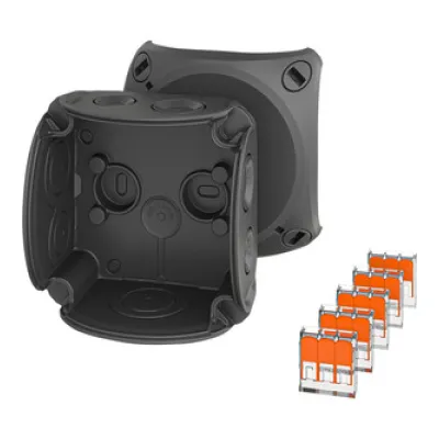HENSEL Kabelabzweigkasten DK 0102 X | Abzweigdose IP66 | 84x84x55mm | 2,5mm² | Kunststoff | quadratisch | schwarz