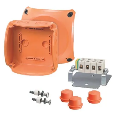 HENSEL Kabelabzweigkasten FK 0606 | Funktionserhalt E90 | 5-polig | 1,5-6mm² | IP66 | 130x130x77mm | Kunststoff | orange