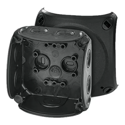 HENSEL Kabelabzweigkasten DK 0200 B | IP66 | 93x93x62mm | ohne Klemme | 8 Dichtmembranen | Kunststoff | schwarz