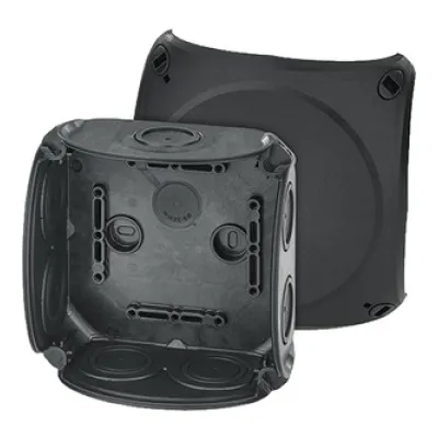 HENSEL Kabelabzweigkasten DK 0600 B | IP66 | 130x130x77mm | Kunststoff | 8 Einführungen | plombierbar | schwarz