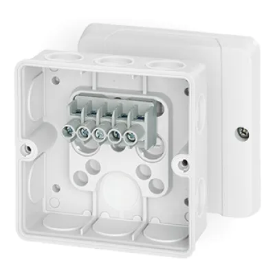 HENSEL Kabelabzweigkasten DE9346 | 5-polig | 98x98x55mm | Schraubklemme 1,5-4mm² | IP55 | Kunststoff | weiß
