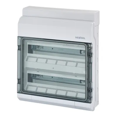 Hensel Kleinverteiler KV 9236 NT | 36 TE 2-reihig | Aufputz IP65 | Kunststoff grau | DIN-Schiene | transparente Tür