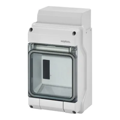 HENSEL Automatengehäuse KV 9104 | 4,5TE 4,5x18mm | IP65 | Aufputz | 1-reihig | transparent | Kunststoff | grau RAL7035