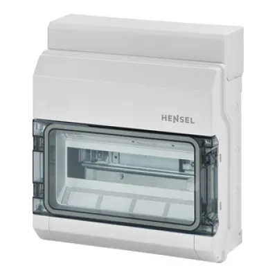 HENSEL Automatengehäuse KV 9112 Kleinverteiler Aufputz | 12TE 1-reihig | IP65 | 333x295x129mm | transparent | grau