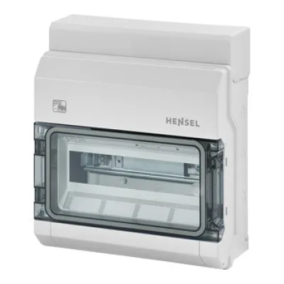 HENSEL Kleinverteiler Aufputz KV PC 9112 | 12TE 1-reihig | IP65 | Polycarbonat | DIN-Schiene | grau RAL7035