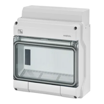 Hensel Automatengehäuse KV PC 9109 | Aufputz | 9TE | 1-reihig | IP65 | wetterfest | Polycarbonat | transparent | grau