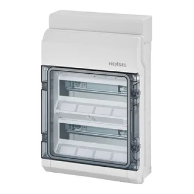 Hensel Automatengehäuse KV 9224 | Kleinverteiler 2-reihig 24TE (2x12) | IP65 Aufputz | transparent | grau