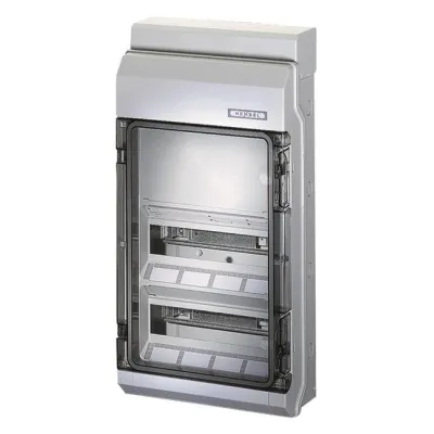 HENSEL Automatengehäuse KV 9330 | Kleinverteiler Aufputz 2-reihig 24TE | IP65 | transparent | Thermoplast grau RAL7035