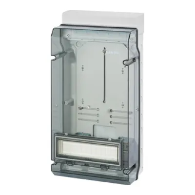 Hensel Zählergehäuse KV 9337 | Aufputz IP65 | 12 Teilungseinheiten | 295x583x197mm | Thermoplast | Klappdeckel | Grau