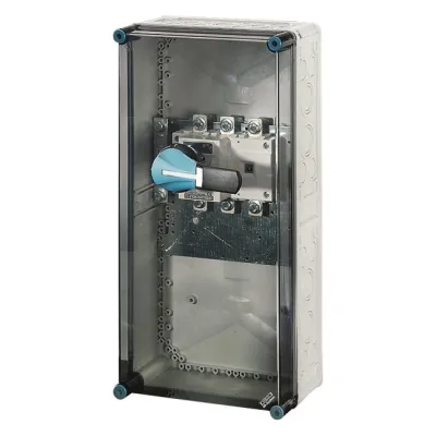 HENSEL Lastschaltergehäuse Mi 7455 | 250A | 500V | 3-polig+PE+N | IP65 | Polycarbonat | grau | transparenter Deckel