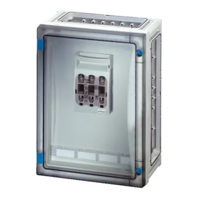 Hensel Lasttrenngehäuse FP 4211 | NH00C 3-polig | 125A | 690V | IP65 | PE/N-Klemmen | Polycarbonat grau | 270x163x360mm