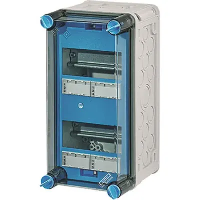 HENSEL Automatengehäuse Mi 1106 | 2 Reihen | 12 TE | Aufputz | IP65 | Kunststoff | transparenter Deckel | grau RAL7035