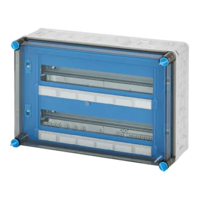 HENSEL Mi-Automatengehäuse Mi 1331 | 36TE | Aufputz | 3 Reihen | transparentes Kunststoff-Deckel | IP65 | grau RAL7035