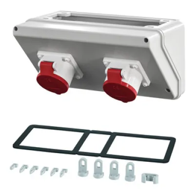 HENSEL Mi Connection Box MICB11 | CEE Steckdose 2x16A 5-polig 400V | IP44 | 150x300x170mm | Kunststoff grau RAL7035