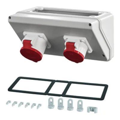 HENSEL Connection Box Mi CB 12 | 16A/32A CEE 5-polig 400V | IP44 | Pultsystem 150x300x170mm | Kunststoff grau