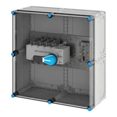 Hensel Lastumschaltergehäuse Mi 7882 | 250A 4-polig mit PE-Klemme | IP65 | Polycarbonat | 600x600x324mm | grau