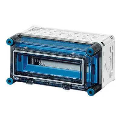 Hensel Automatengehäuse Mi 1111 | 12TE 1-reihig Aufputz | IP65 | Polycarbonat | transparentes Klappdeckel | grau RAL7035