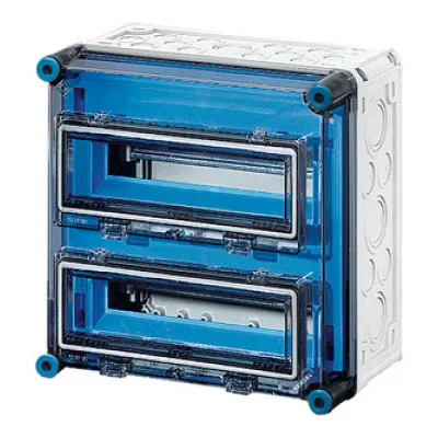 HENSEL Automatengehäuse Mi 1222 | Aufputz Kleinverteiler 24TE 2-reihig | IP65 | Polycarbonat | grau