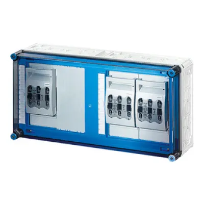 Hensel NH-Sicherungslasttrennschaltergehäuse Mi 6437 | 3-polig NH00 | 125A/400A | 690V | IP65 | Polycarbonat | grau