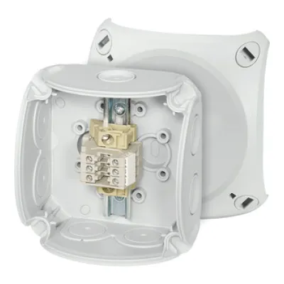 Hensel Reihenklemmenkasten RK 0203 T | Abzweigdose IP66 | 3 Klemmen 1,5-2,5mm² | 93x93x62mm | grau