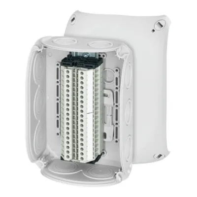 Hensel Reihenklemmenkasten RK 1019 T | 19 Klemmen 1,5–4mm² | IP66 | Kunststoff | 180x130x77mm | Grau